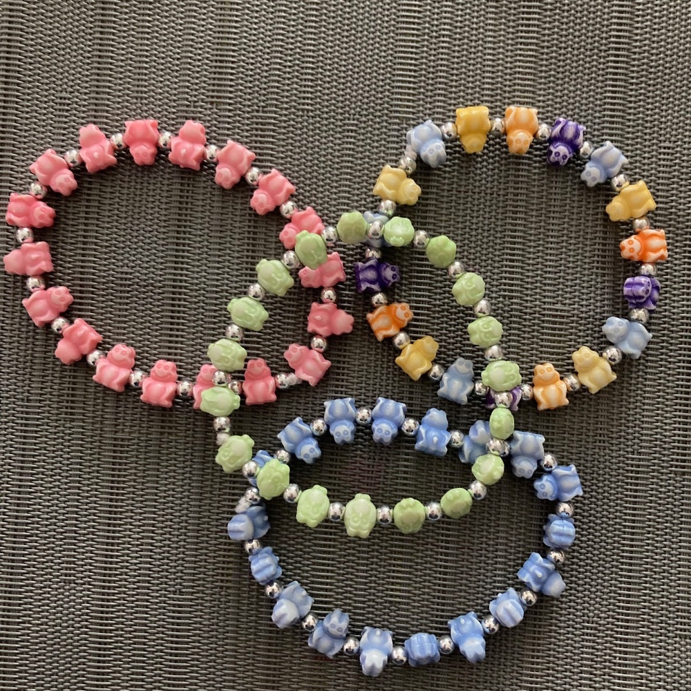 Bracelets - whimsical set of 4 stretch bracelets in multiple colors.